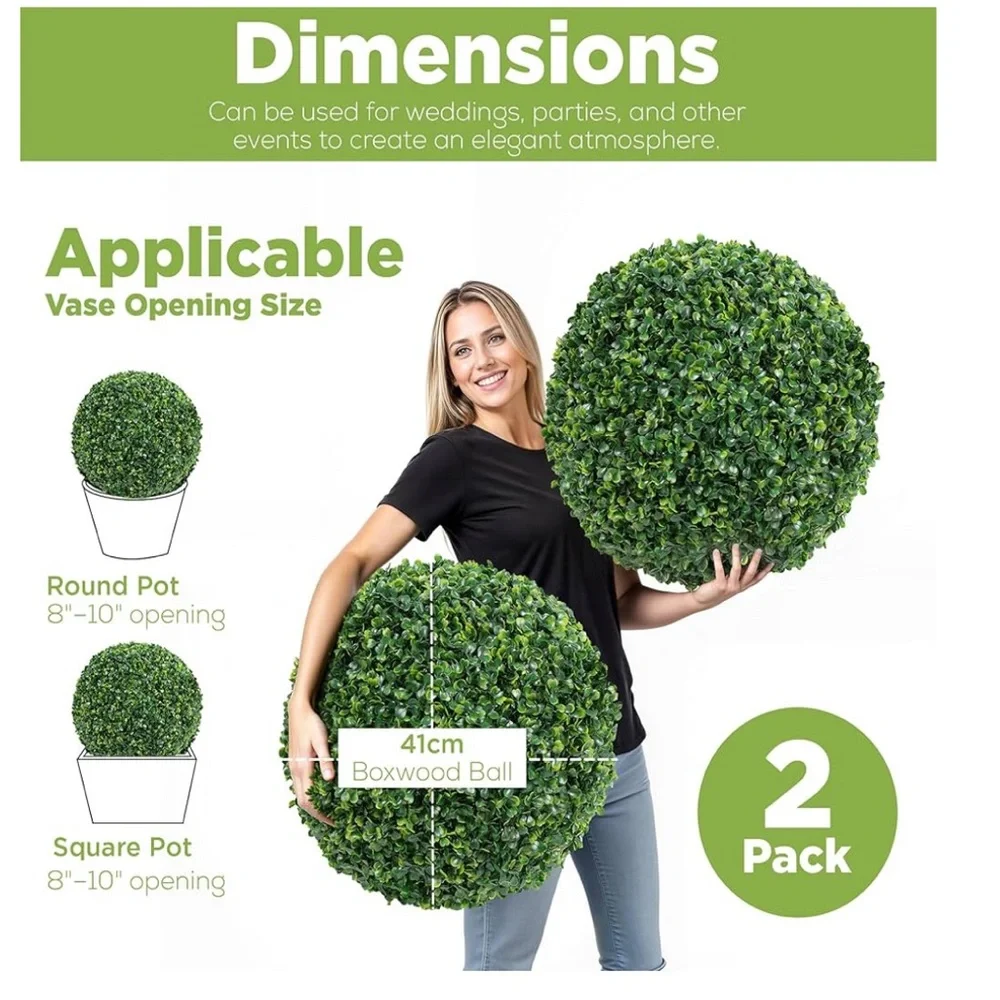Decorative Artificial Boxwood Topiary Balls 16” NEW